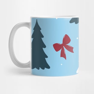 Christmas print with trees in turquoise colors. Mug